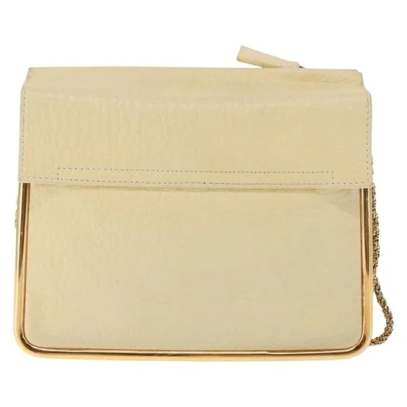 Authentic Chloe Sally Shoulder Bag Leather Beige Gold